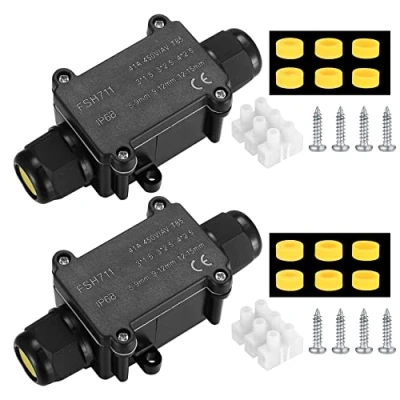 Imagen de 2 Piezas Cajas de Conexiones Impermeable IP68, Vías Empalmes Conector Cable Estanca Exterior Electrica para Cables Electricos Estancos