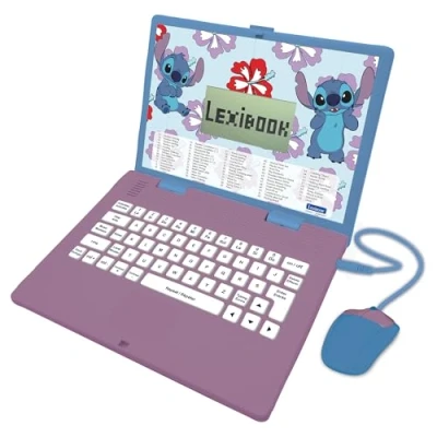 Imagen de Lexibook, Disney Stitch, Ordenador Educativo bilingüe en inglés/español, 124 Actividades de lenguaje, Escritura, matemáticas, lógica, música y Juegos, para niños niñas, JC598Di2