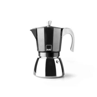 Imagen de IBILI Cafetera express Elba Black, 9 tazas, 450 ml, Aluminio fundido, Base de Acero Inoxidable, Apto para inducción