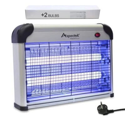 Imagen de Aspectek Lámpara Mata Insectos Electrico Moscas Mejor Solución contra Mosquitos, Polillas, Zancudos, Moscas, y mas Insectos. Antimosquitos de Mosquitos (Gris Claro)