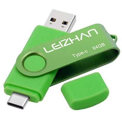 Imagen de LEIZHAN Memorias USB 3.0 64GB Tipo C Pendrive Flash Drive para Samsung Huawei Dispositivos Android/PC Verde