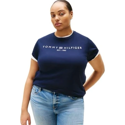Imagen de Tommy Hilfiger Curve LOGO Camiseta estampada, Mujer, Talla: 48, Dark night navy