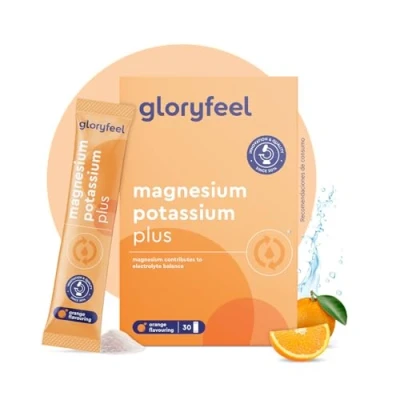Imagen de Magnesio y Potasio + Vitaminas 30 Sobres Sales minerales para el deporte Equilibrio electrolítico, Energía, Función muscular, Reduce Cansancio* Vitamina C, B12, B1 B2 Sabor NARANJA
