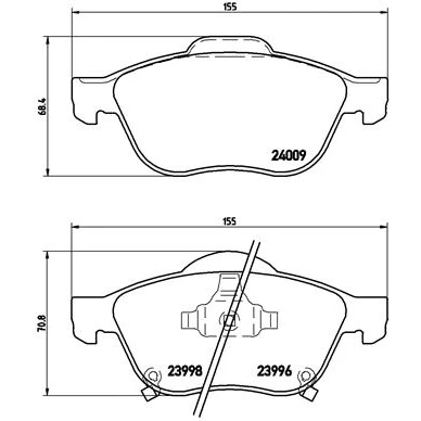 Imagen de BREMBO P 83 043 Juego de pastillas freno con avisador acústico desgaste clip émbolo sin accesorios TOYOTA: Avensis I Berlina