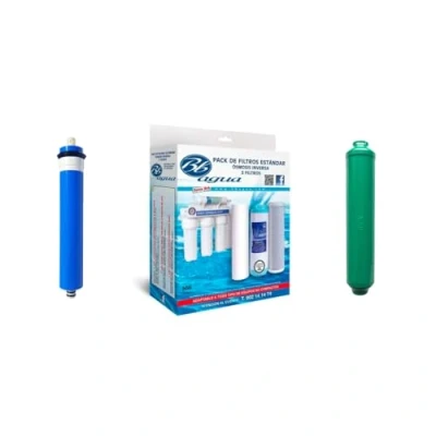 Imagen de Membrana 50 GPD + Pack 3 filtros ósmosis Postfiltro Remineralizante. de compuesto por 1 Sedimentos, Carbón GAC, Block. Bbagua.