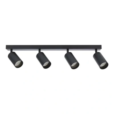 Imagen de EDO Focos de Techo GU10 con 4 MALGA Negro Orientable, Lampara Interior Ajustables y Giratorios Moderno, Plafón para Salon, Dormitorio, Cocina, Sin Bombilla