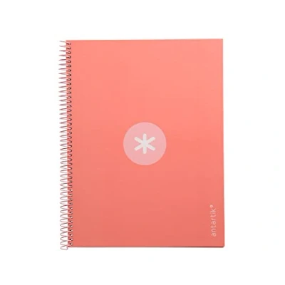 Imagen de Cuaderno espiral liderpapel a4 micro antartik tapa forrada 80h 90 gr cuadro 5mm 1 banda 4 taladros rosa claro