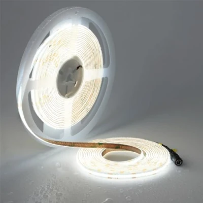 Imagen de TOPAI Tira LED COB 10M Blanco Frío 6000K Exterior IP65 Impermeable 24V Alta Luminosidad CRI&gt;93 384LED/M Autoadhesivo Cortable Flexible para Cocina, Dormitorio, Baño, iluminación DIY