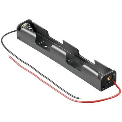 Imagen de CABLEPELADO Portapilas Plano Soporte de Batería AA Incluye Cable 200mm Voltaje Total: 3V (1.5V por Pila) Apto para 2 Pilas LR6 (FR6, HR6, LR6)