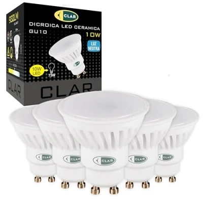 Imagen de CLAR GU10 4000K, LED, Bombilla LED GU10, Ojos de Buey Bombillas Ojo Halogena 10W (Pack 5)
