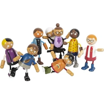 Imagen de Small foot Cachorro Familia Flexibles con bebé, 8 muñecas de Diferentes Edades, Sexo y Color Piel, 12426, Beige,