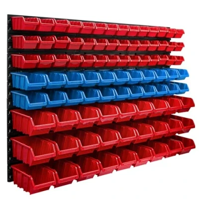 Imagen de Sistema de almacenamiento pared, 1155 x 780 mm, 91 unidades, cajas apilables, placas pared extrafuertes, estantería ampliable, taller, para