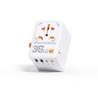 Imagen de TESSAN 35W Adaptador de Viaje con USB C, Cargador C Carga Rápida, Universal Enchufe 2 A, 3 pour UK, USA, Australia Tailandia