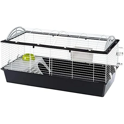 Imagen de Ferplast Jaula Conejos CASITA 120 Espaciosa, Techo Abatible, Escalera Frontal, Clips de Seguridad Fácil Mantenimiento, Accesorios Incluidos Eco Sostenible 119 x 58 h 60 cm