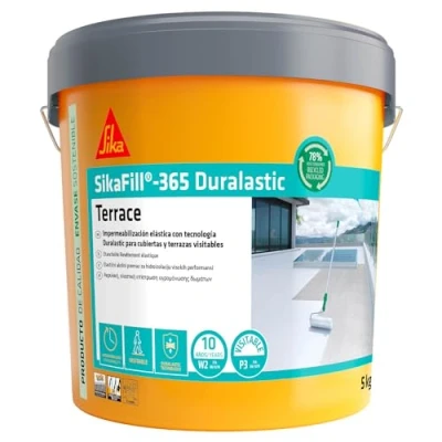 Imagen de SIKA, Revestimiento acrílico, SikaFill 365 Terrace, Gris, Impermeabilización para cubiertas y terrazas visitables, protección de paredes medianeras puenteo fisuras, 5kg
