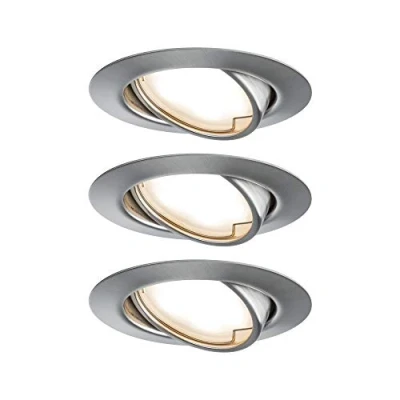 Imagen de Paulmann 93421 Luminaria empotrable LED Base, redonda, incl. 3x5 W, foco empotrable, acero mate, Spot, metal, lámpara 3000 K