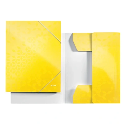 Imagen de Leitz Carpeta de 3 Solapas, Capacidad para 150 Hojas A4, Cierre Elástico, Cartón, Amarillo, Gama WOW, 39820016