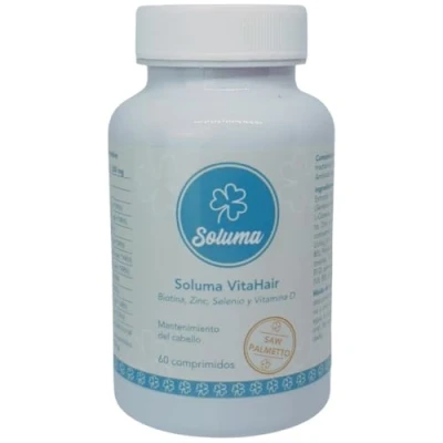 Imagen de Vitaminas para el pelo Crecimiento y Anticaida Cabello Hombre con Saw Palmetto, Biotina, Zinc, Selenio, L Cisteina capilares Hair Complex SOLUMA VITAHAIR