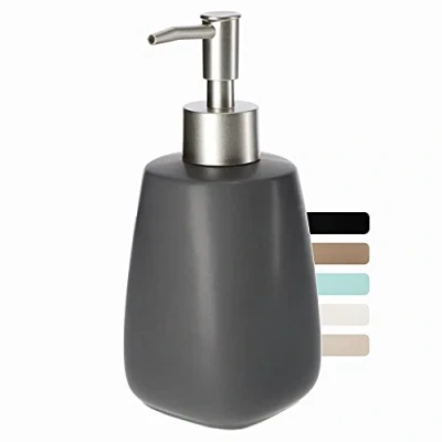 Imagen de KADAX Dispensador de Jabón Líquido con Capacidad 400 ml, Dosificador Loción Cerámico Acabado Mate, Ideal para Baño y Cocina (Gris)