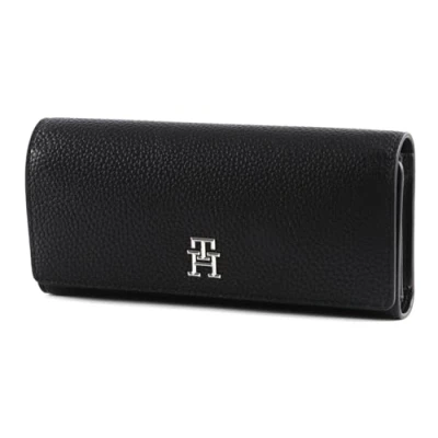 Imagen de Tommy Hilfiger Mujer Cartera TH Emblem Large Flap Wallet Grande, Negro (Black), Talla Única