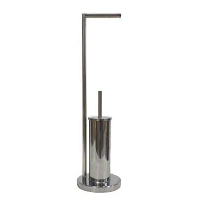 Imagen de PAMEX Escobillero y portarrollo, Acero Inoxidable, Metalizado, 19x19x74 cm