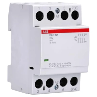 Imagen de Contactor de instalación ESB40 40N 06, 4NA, 230AC/DC, montaje DIN (Referencia: ABB 1SAE341111R0640), Blanco, Estándar
