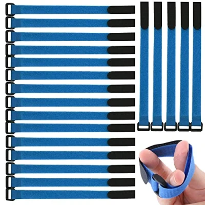 Imagen de Gebildet 20Piezas Reutilizables Ataduras de Cable, 2x30cm Gancho y Lazo Ajustable Correas para Tiras Bridas Organizar Cables (Azul)