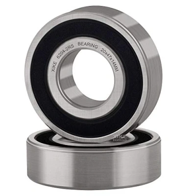 Imagen de XiKe 2 unid. 6204 2RS Rodamiento de bolas 20x47x14mm Doble junta goma｜Acero cromado｜Pre lubricado, 6204RS Rodamientos rígidos sellados.