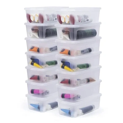 Imagen de Iris Ohyama 14 Cajas de Almacenaje Plástico Versátiles con Tapa, 5L, Transparente, Cierre fácil, Apilable, para Armario, Estante, Aula, Organizadora, Ropa, Zapatos, Libre BPA, MCB 5