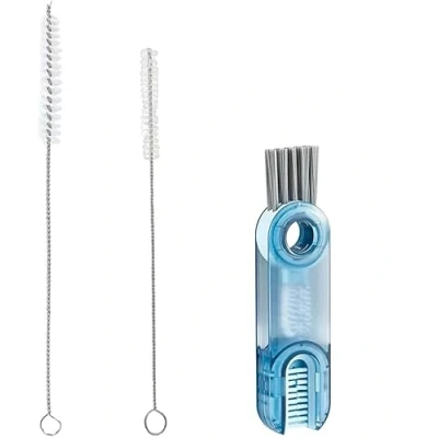 Imagen de Cepillo de Limpieza, Limpieza Multifunción 3 en 1 y 2 Pcs Cepillos Paja, Hendiduras, Botellas Agua, Paja