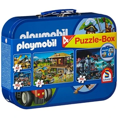 Imagen de Playmobil CGS_55599 4 Puzzles in a Keepsake Tin, Multicolor