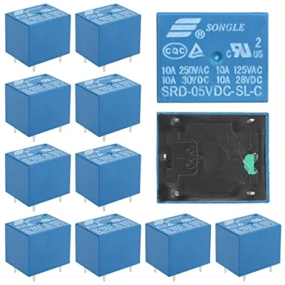 Imagen de Relé de placa PC, 12pcs SRD 05VDC SL C 5V DC Relais, 5 Pines Miniatura para PCB, 7A / 10A 15A;5V 48V Opcional, Potencia Placas Electrodomésticos