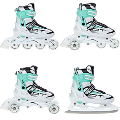 Imagen de Raven 4 in1 Patines en línea/triskates/Patines Patinaje sobre Hielo Profession White/Mint Regulable, 31 35 (20,5cm 22,5cm)