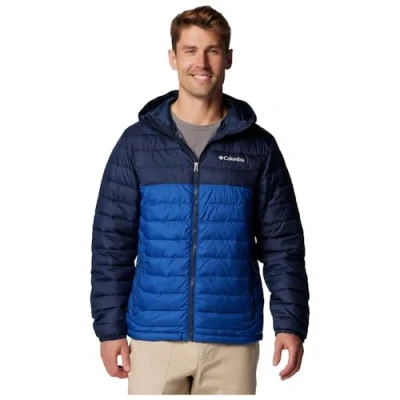 Imagen de Columbia Powder Lite 2 Hooded Jacket Chaqueta Acolchada con Capucha, Mountain Blue/Collegiate Navy, S para Hombre