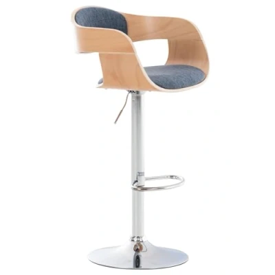 Imagen de Taburete de Bar Kingston en Tela Regulable Altura &amp; Giratoria I Color:, Color:Natura/Azul