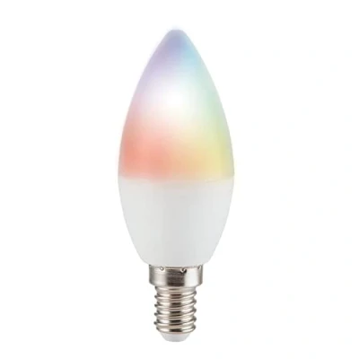 Imagen de Energeeks Bombilla Inteligente LED Multicolor RGB Formato Vela Casquillo E14 5W 470 Lúmenes Temperatura Ajustable Wifi + Bluetooth Conectividad con Alexa y Google