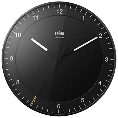 Imagen de Braun Reloj de Pared clásico controlado por Radio Zona con Hora Central Europea (DCF) Movimiento Agujas silencioso, fácil Lectura diámetro del 30 cm en Negro, Modelo BC17B DCF.