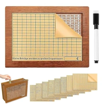 Imagen de Hucha de Madera, Grande con Contador, Madera para niños y Adultos, Reutilizable,Ayuda a los Ahorrar el hábito (500, 1.000, 2.000, 3.000, 5.000, 10.000).