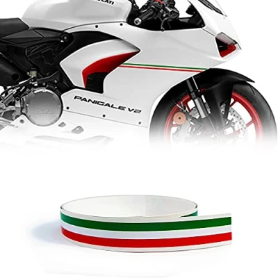 Imagen de 4R Quattroerre.it 10685 Tiras adhesivas tricolor Racing Stripe para moto, 0,75 cm x 1,2 m