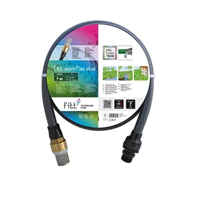 Imagen de FITT ASPIRFLEX PLUS 7 m Manguera para Aspiración del Agua, Conexión a Bombas, con Filtro de Latón, Gris