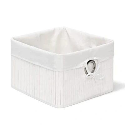 Imagen de Relaxdays, Blanco Caja de almacenaje, Funda Textil, Bambú, Rectangular, Accesorio Decorativo, 20x31x31 cm, Acero, 20 x 31 cm