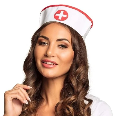 Imagen de Boland 01380 Gorro de enfermera, para adultos, blanco rojo, sombrero, gorro, médico, disfraz, carnaval, fiesta temática, JGA