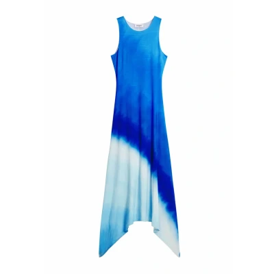 Imagen de Desigual Tiedye Ruched Vestido largo, Mujer, Talla: Large, Blue