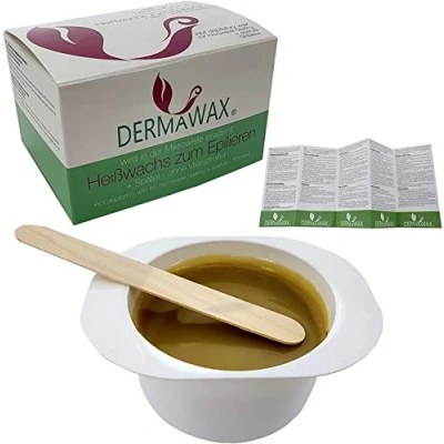 Imagen de Dermawax 300 gramos Tarro de Cera Depilatoria Caliente Para Calenter en el Microondas Con Espátula Sin Bandas Waxing