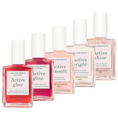 Imagen de MANUCURIST Caja Regalo de 5 Esmaltes Uñas Fortalecedor Rainbow Active, Incluye Pintauñas: Raspberry, Shine, Smooth, Blueberry, Bright Endurecedores para Mujer