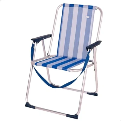 Imagen de AKTIVE Silla de Playa Plegable, Respaldo Fijo, 44x45x76 cm, Estampado Marinero, Plegable Alta, Sillas Plegables Ligeras, Tacos antivuelco, Beach (53951)