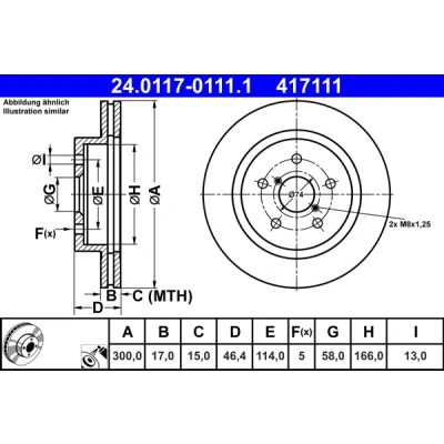 Imagen de ATE 24.0117 0111.1 Disco de freno 300,0 17,0 5 114,0 ventilado revestido SUBARU: Outback V, Levorg I