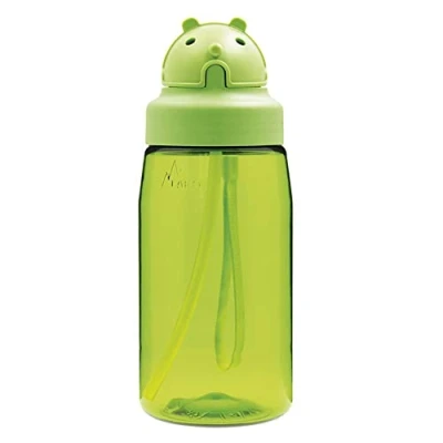 Imagen de LAKEN Tritan Botella de Agua para Niños (0,45L, Verde) con Tapón OBY y Pajita Cantimplora Pequeña Cierre Seguridad Reutilizable, Reciclable, Ideal