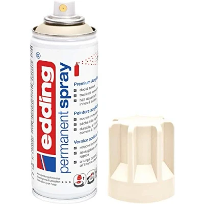 Imagen de edding 5200 spray permanente marfil mate 200 ml pintura acrílica para pintar y decorar vidrio, metal, madera, cerámica, plástico, lienzo aerosol, acrílico, de