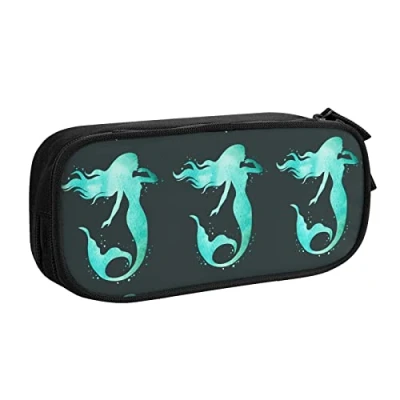 Imagen de FJAUOQ Caja de lápices Mermaid Pencil Case Compartments Pen Pouch Box Multifunctional Makeup Bag Holder Large Storage Stationery Organizer with Zipper for Office Travel